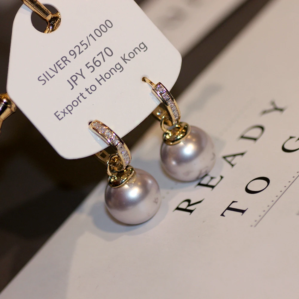 黄铜仿珍珠耳饰 2025新潮饰品好看的圆形施珠戴耳环轻奢强光12