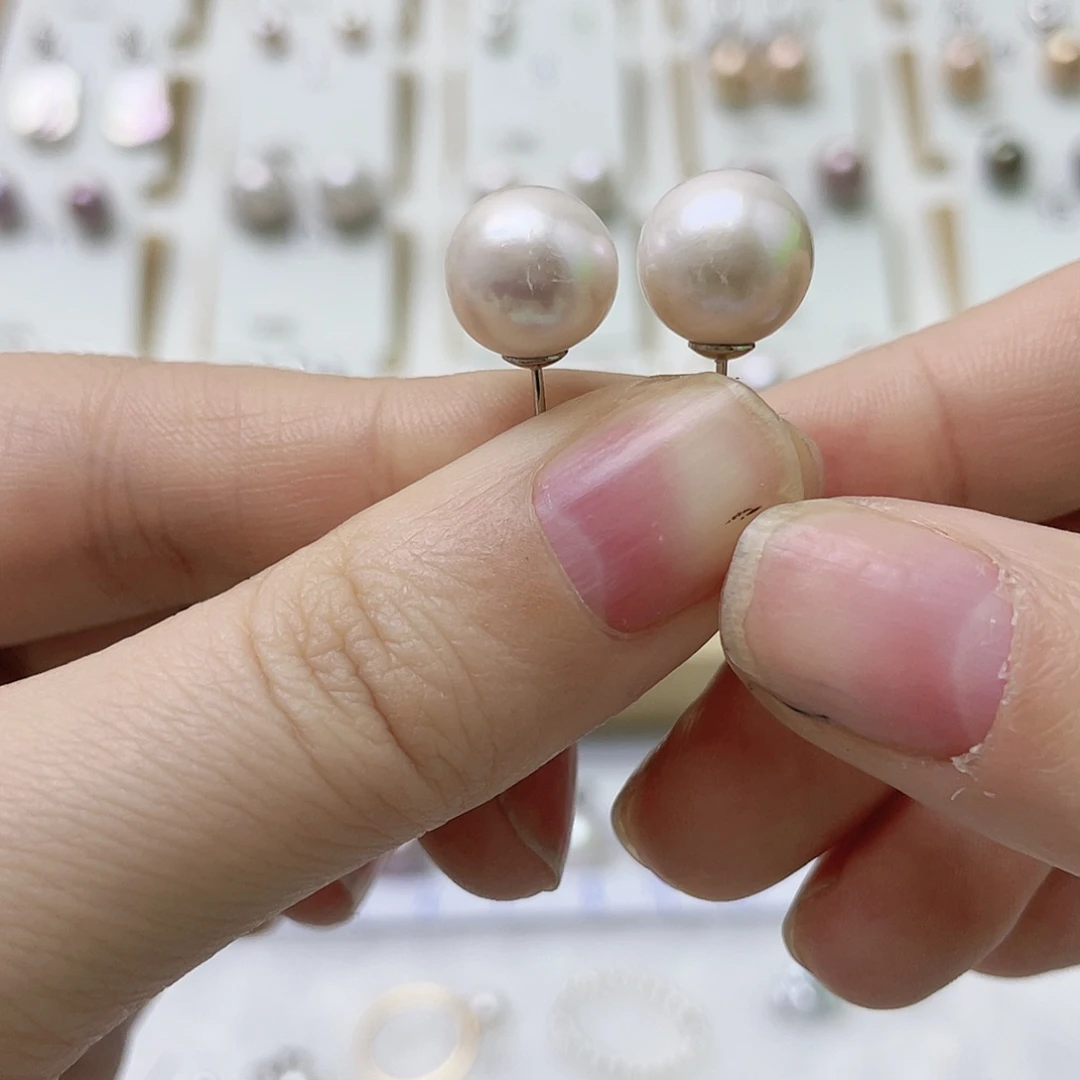 万****银S925镶嵌淡水珍珠耳饰