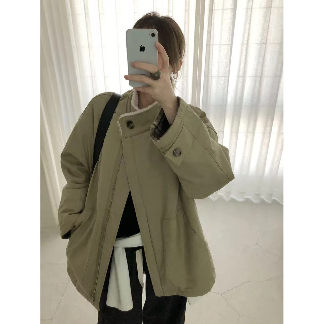 J-20860#YOUR#【不能错过】韩系简约宽松厚款“内里有毛”外套（福利）
