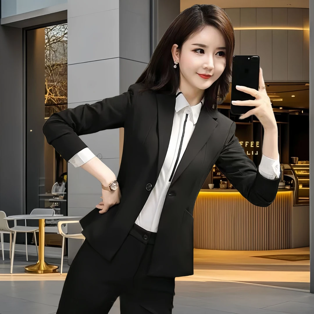 高端职业装女套装秋冬时尚气质面试西服大学生正装女士西装工作服