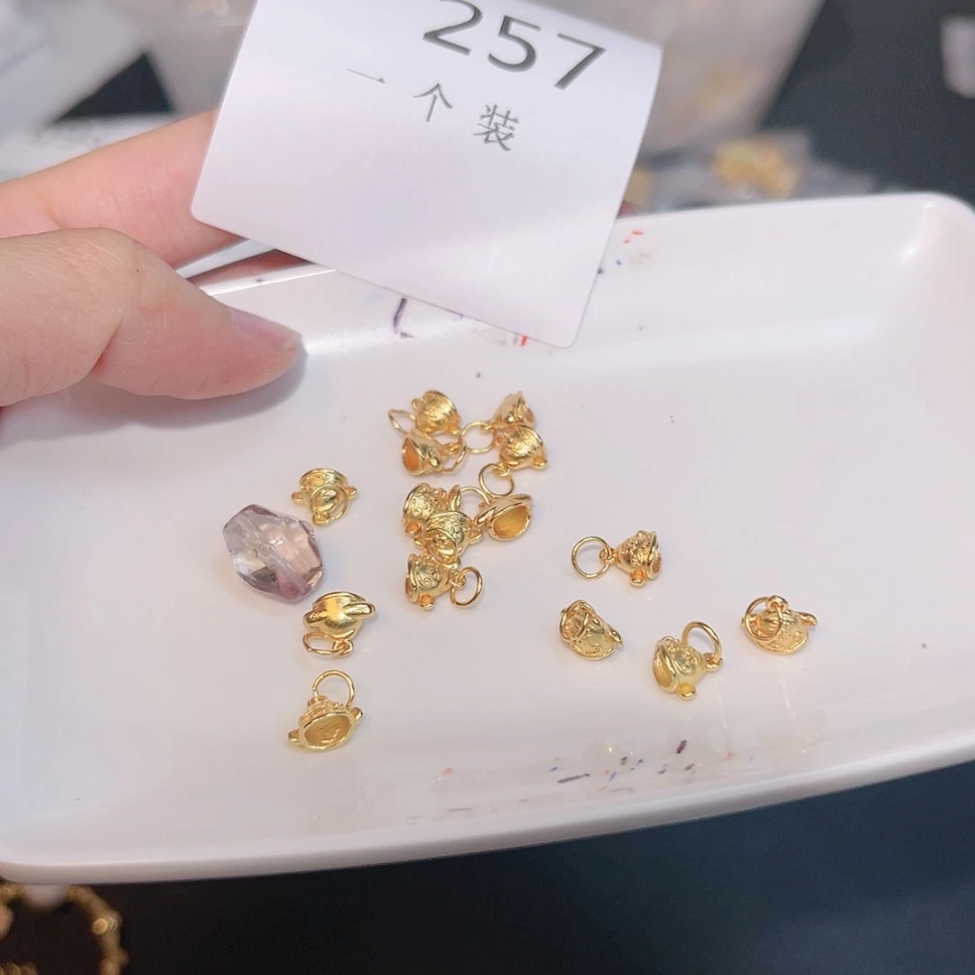 水晶珠宝半成品银S925镀金镶嵌257