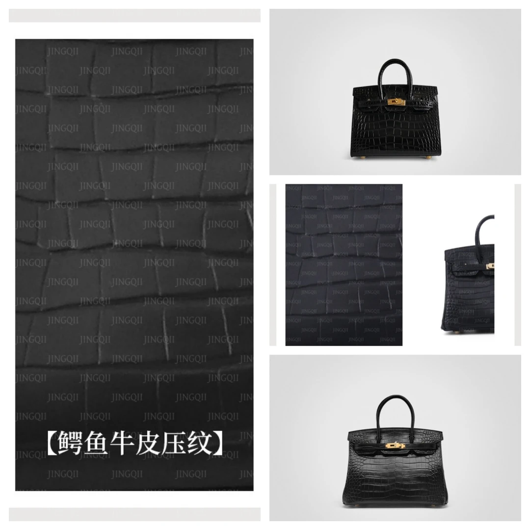 JINGQII【20&25&30】黑色-鳄鱼压纹牛皮 包包 手提女包 B-30428