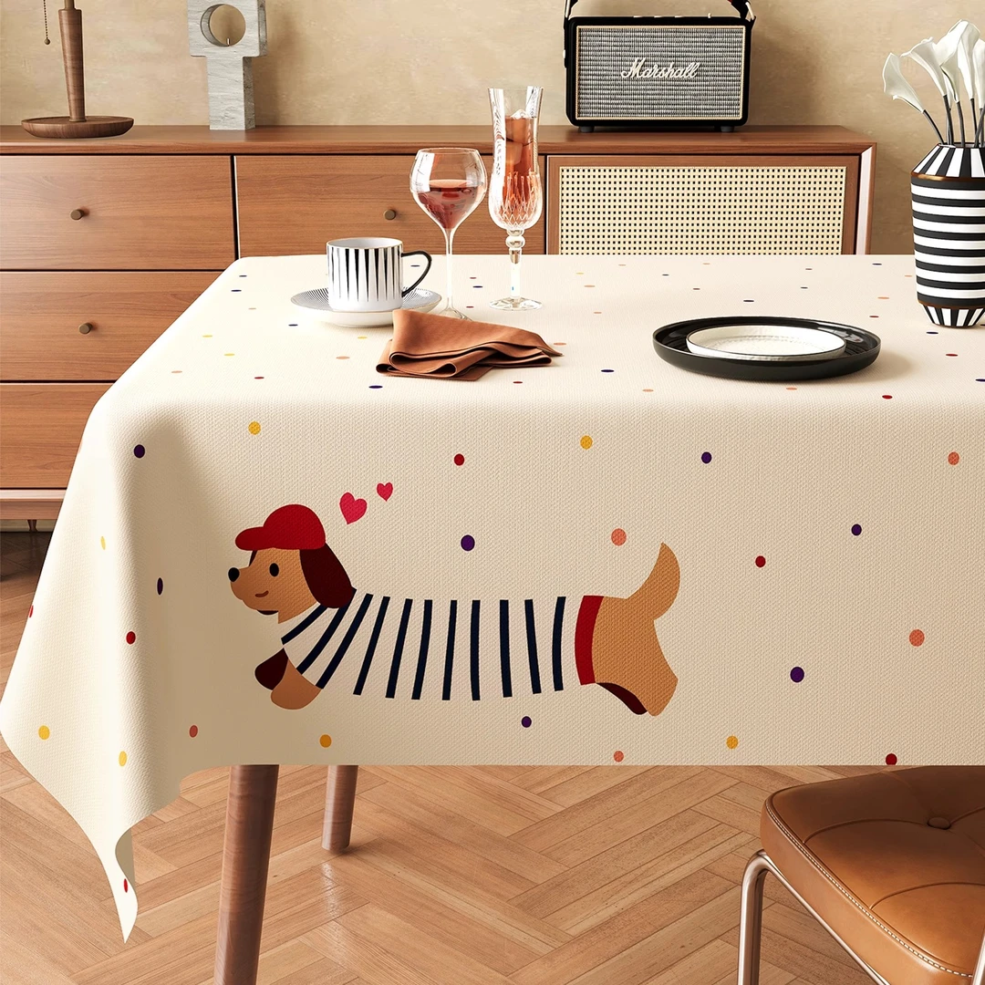 卡通桌布防水防油免洗2025新款防烫餐桌台布氛围感长方形茶几盖布