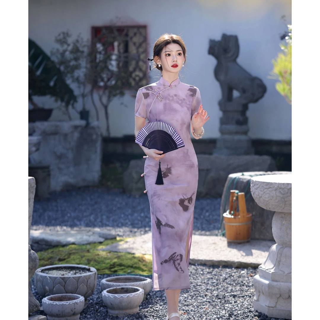【紫霞仙子】紫色送考旗袍国风优雅旗袍文艺复古2025年春夏新款5368
