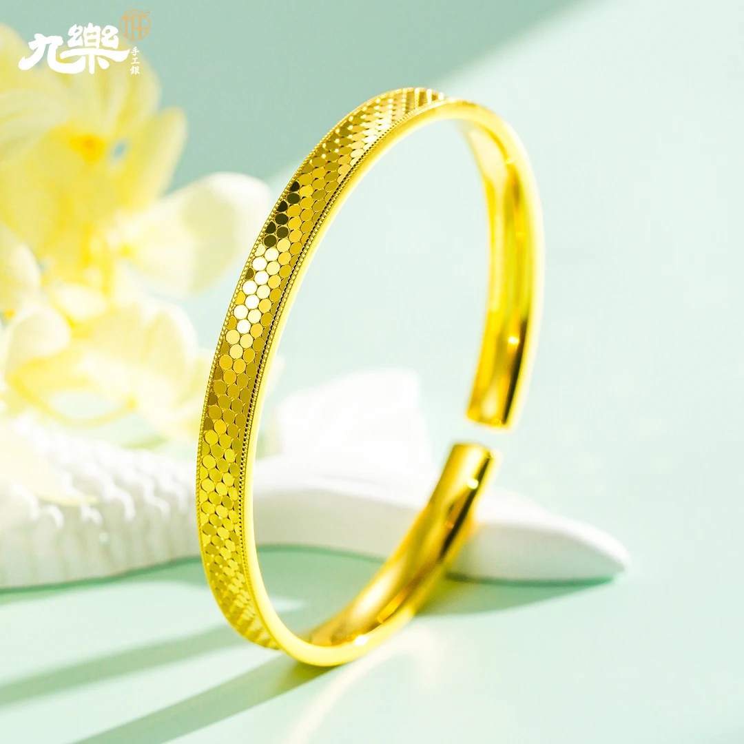 九乐 足银手镯 999 5G亮面磨砂龙鳞纹饰品小众设计高级感手镯