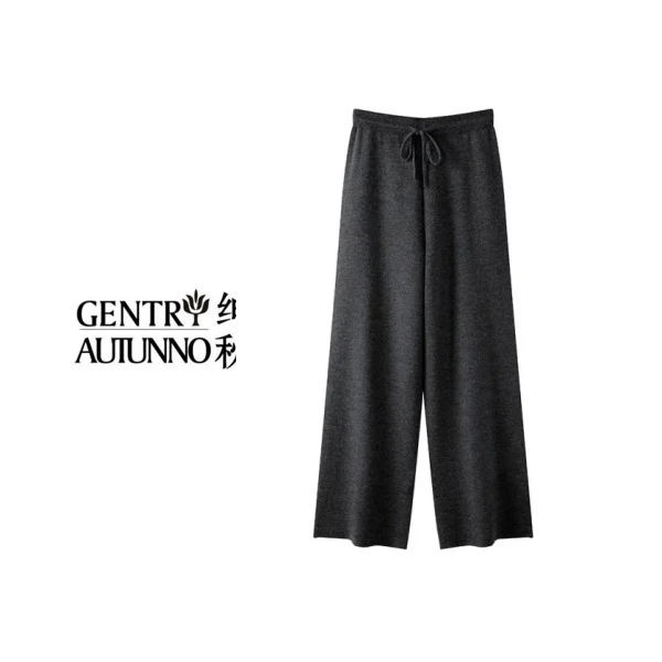 【精纺68支3四平针】100%纯山羊绒女士精纺羊绒直筒裤