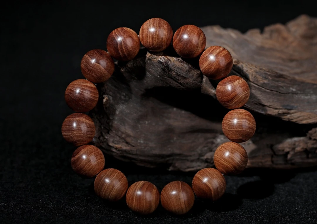 1.5*15颗正区黑肉级虎皮纹迈索尔老山檀香手串 L35