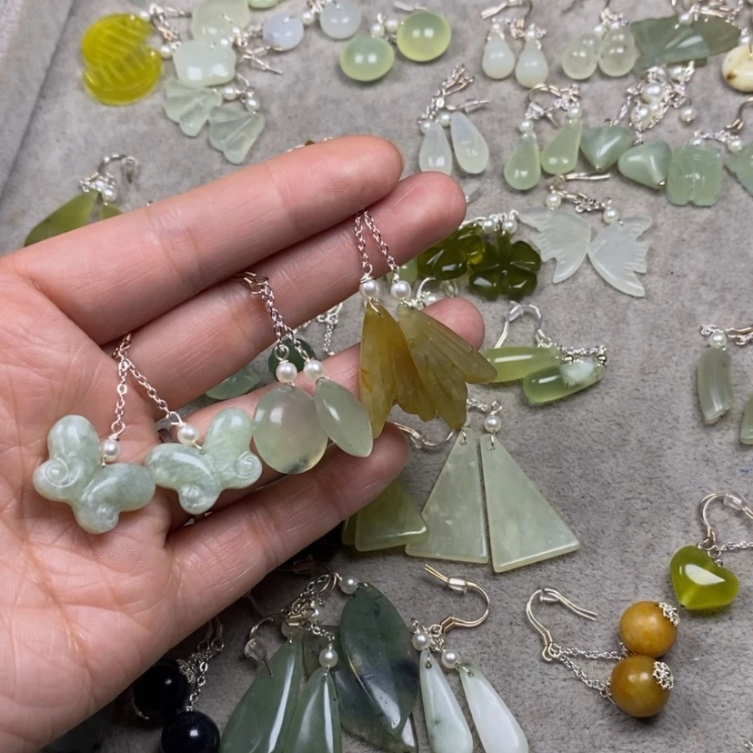 【闪购商品】蛇纹石玉挂件耳饰耳环项链未镶嵌你**好