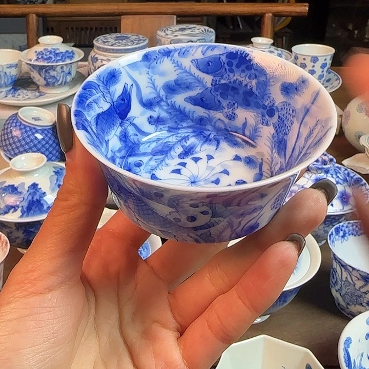 名窑口 鱼藻主人杯放漏放漏放漏