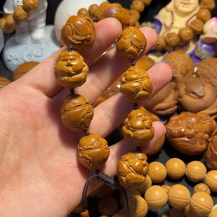 橄榄核手串/手链橄榄核雕刻胖财神圆