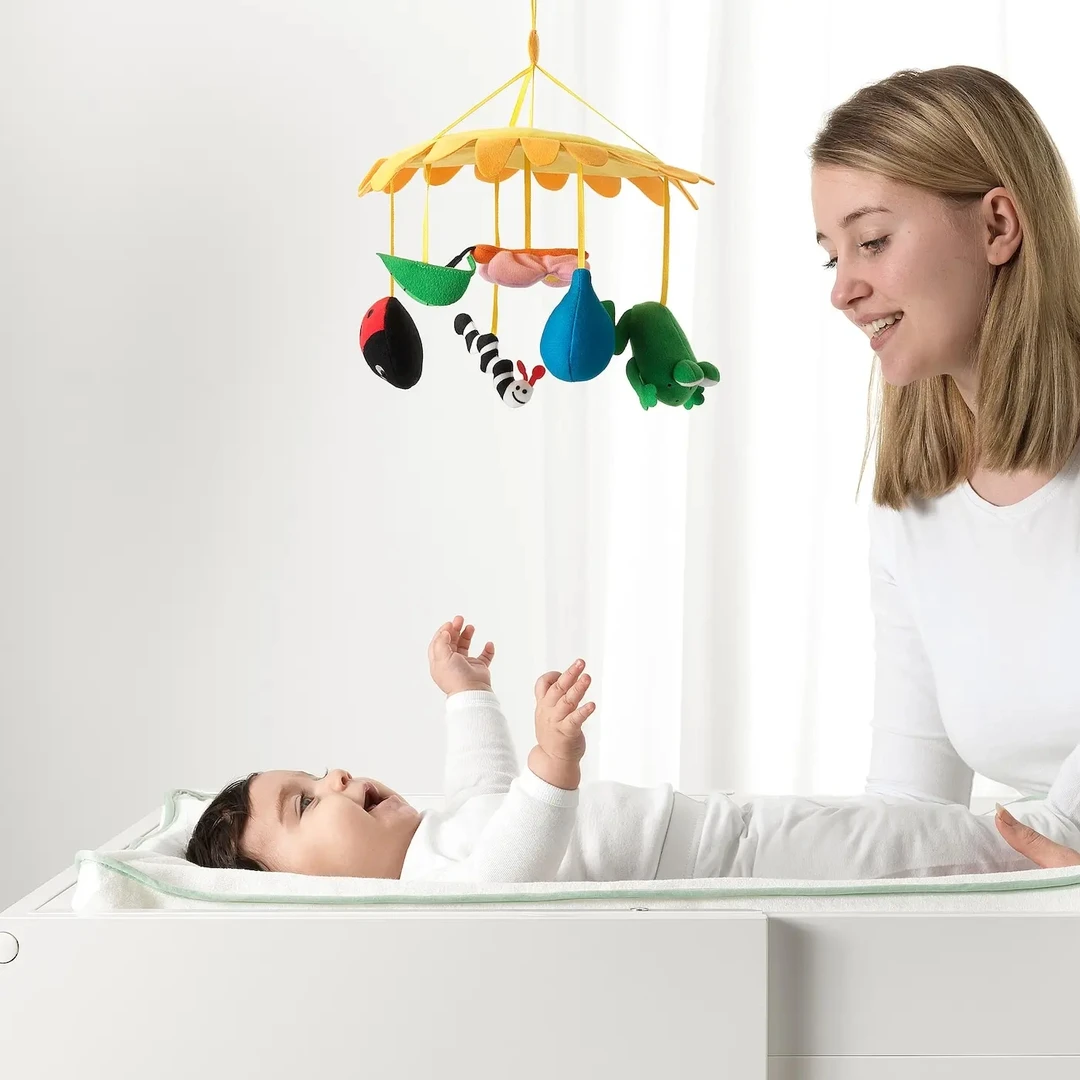 宜家同款床头音乐铃克拉帕转转乐床头挂件宝宝风铃摇铃支架音乐盒