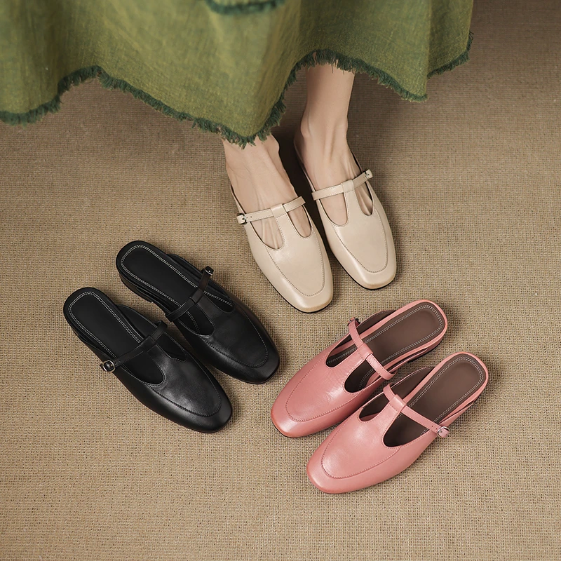 诗博尼【3cm】34-40牛皮/羊皮/羊皮百搭简约时尚通勤气质半拖鞋女
