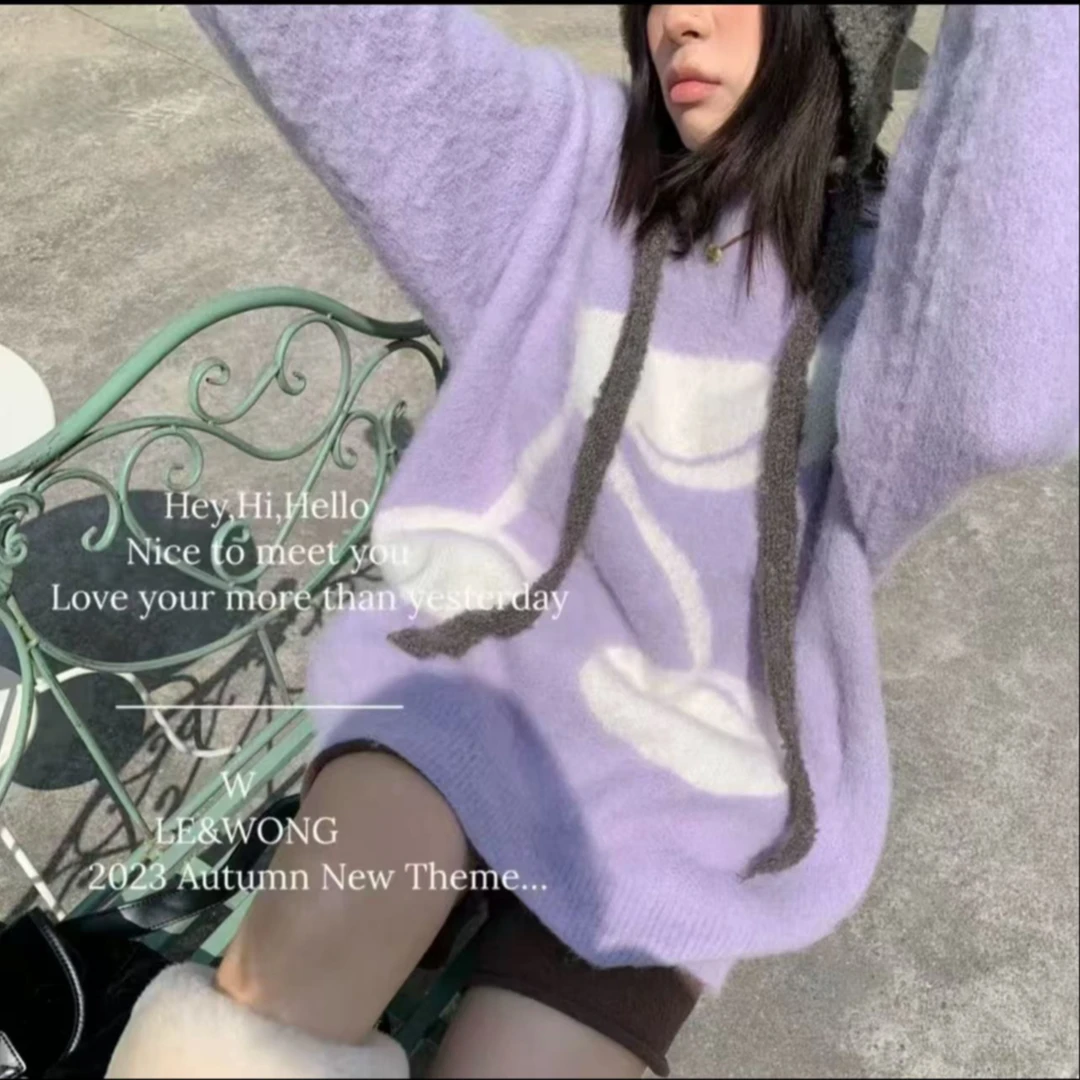 樱桃毛衣粉紫两色#8580