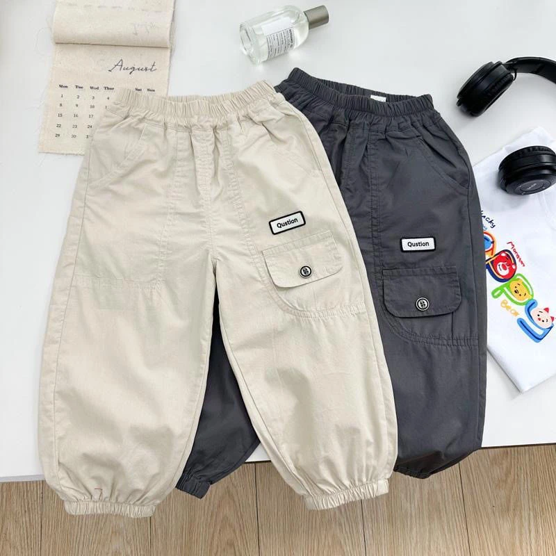 初秋款男童夏季轻薄防蚊裤2025新款儿童纯棉工装中小童洋气长裤