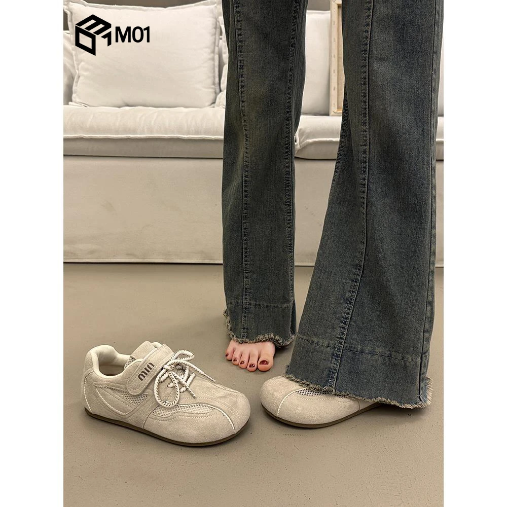 M01爆款小众平底板鞋女夏百搭德训鞋新款网面透气休闲运动面包鞋