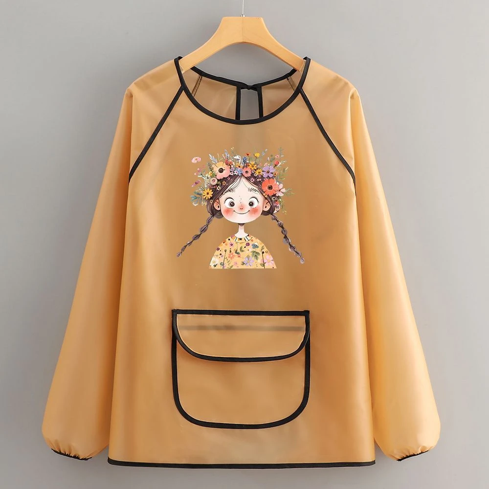 TPU短款围裙防水防油长袖专用罩衣免洗厨房家用水产餐饮工作服