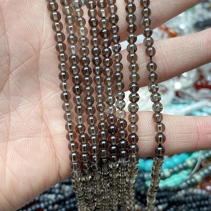 玛瑙/玉髓珠宝半成品未镶嵌一条4mm茶晶