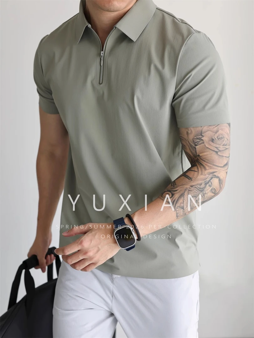 【7A抑菌冰肌速干】弹力抗皱半拉链运动通勤POLO衫翻领短袖T恤夏