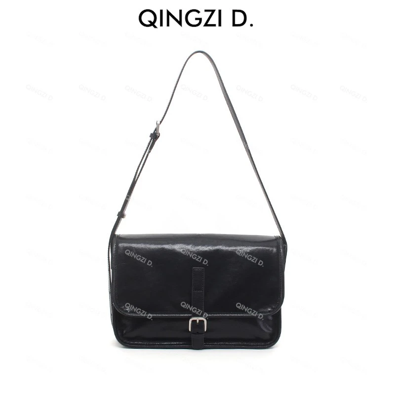 【董清子】【时光·黑松露邮差】百搭时尚潮流休闲斜跨单肩女包24801