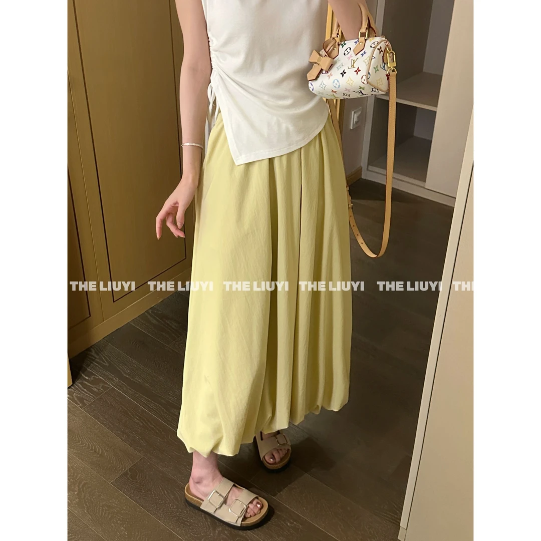 【LIUYI】花苞长裙～夏季松紧腰立体花苞半身长裙54062