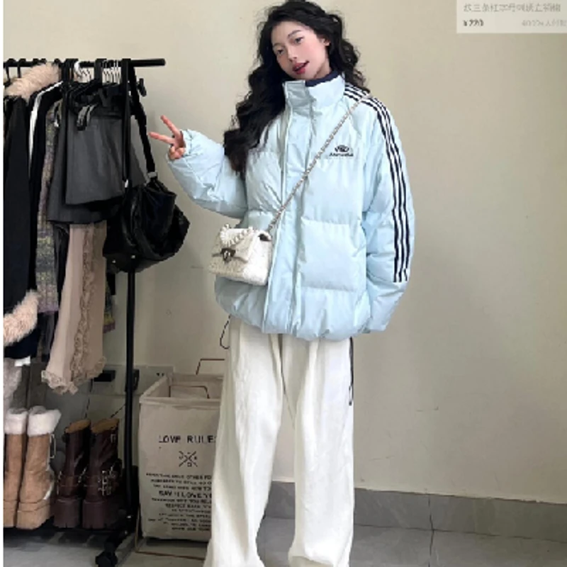 新款女装面包服三道杠棉服时尚爆款休闲百搭学生潮流