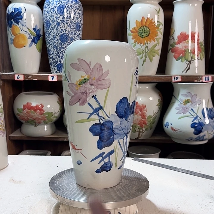 瓶大萝卜青花荷花陶瓷新款陶瓷