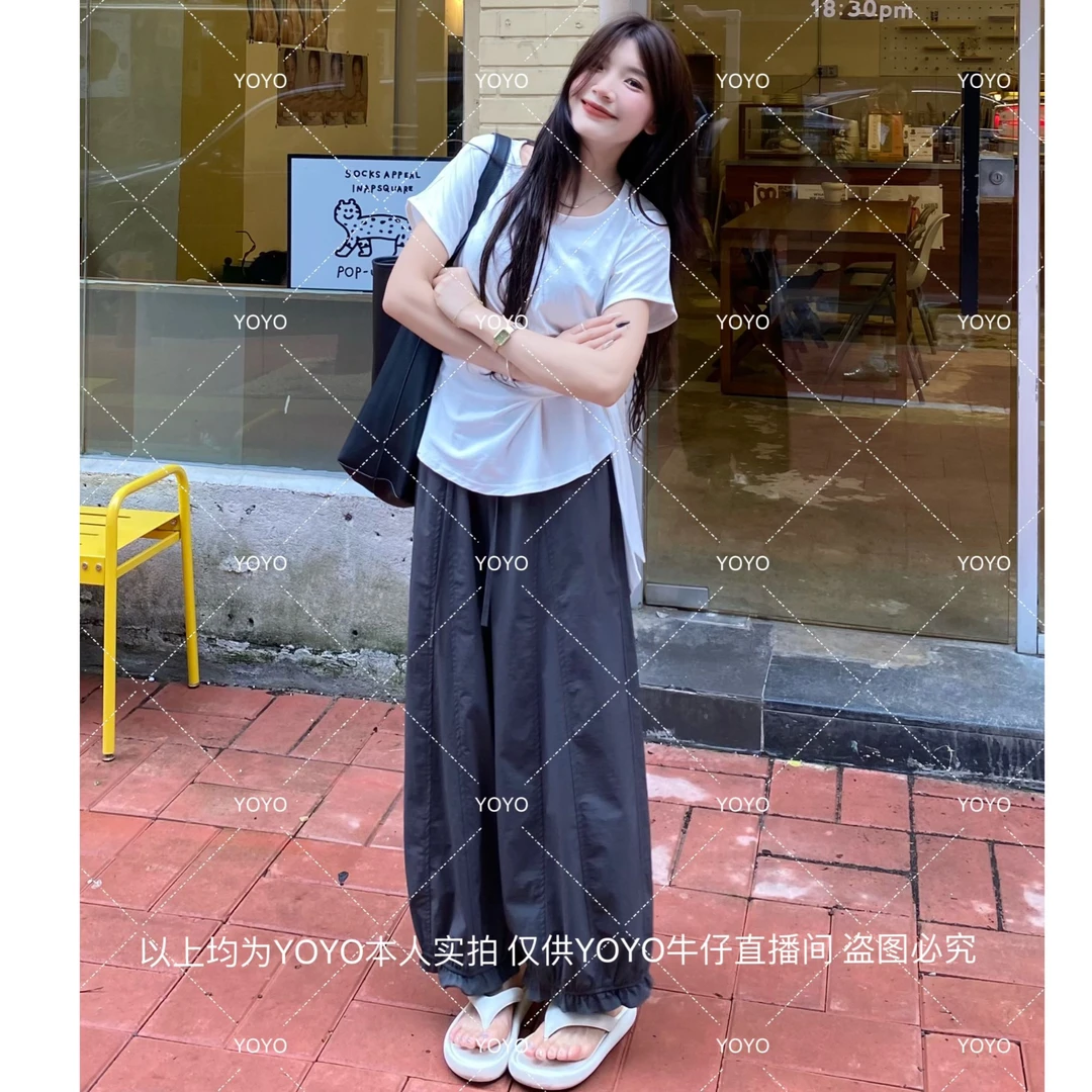 YOYO自制【甜椒裤】夏季显瘦时尚宽松休闲减龄九分阔腿裤