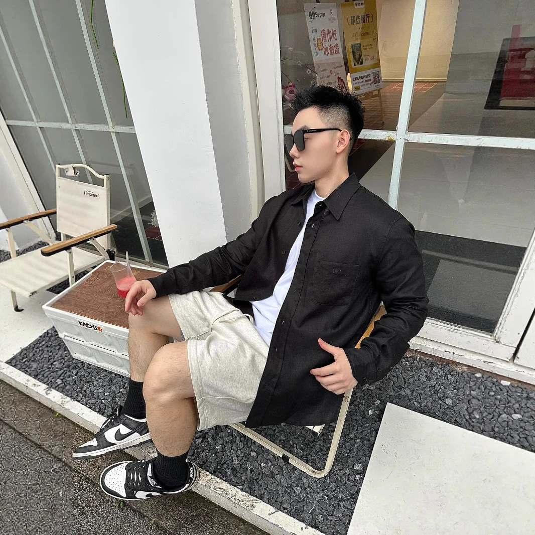 「奢牌工艺」25Fw新款亚麻宽松衬衫 CE宽松男女情侣韩系衬衫长袖