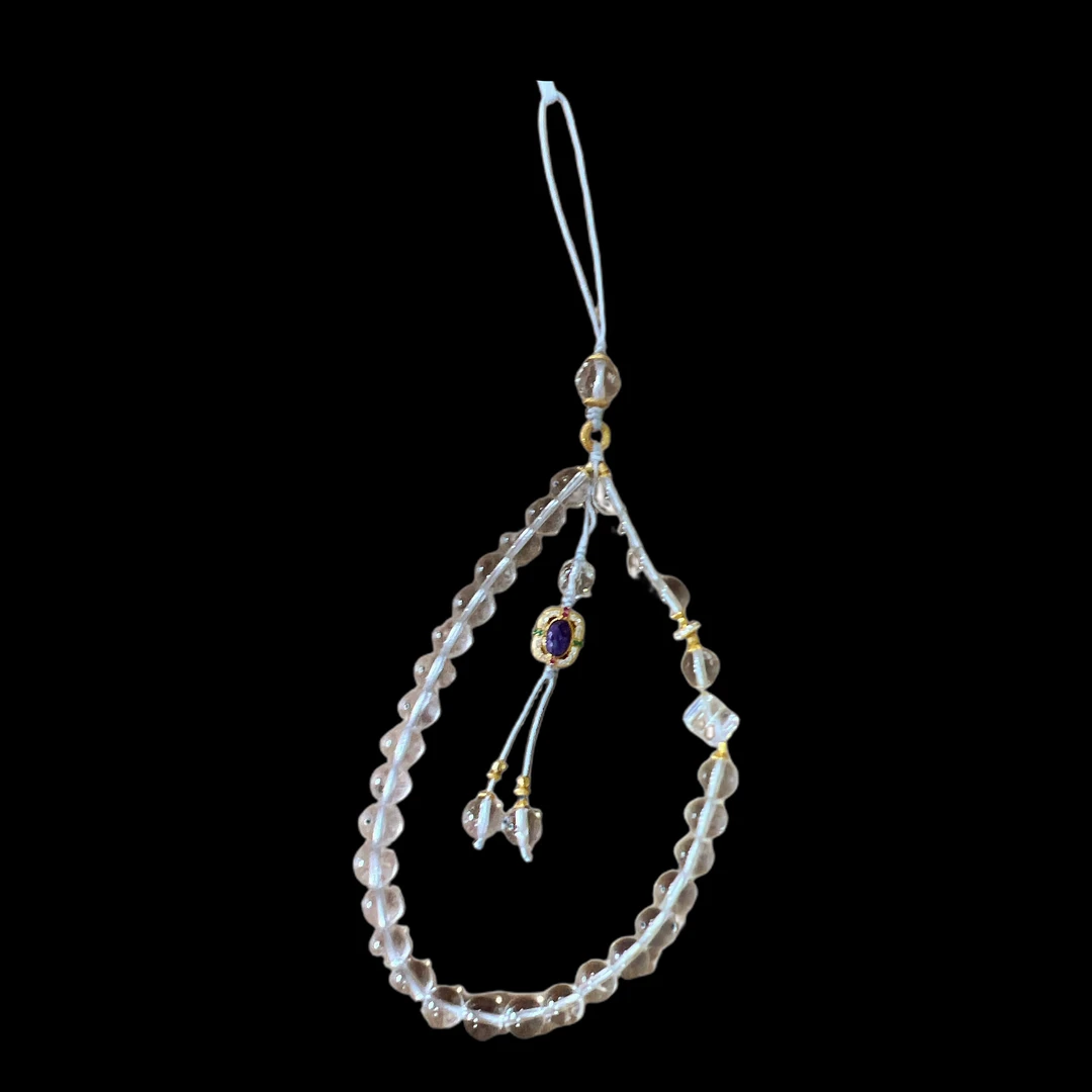 6275-白水晶手机链孤品