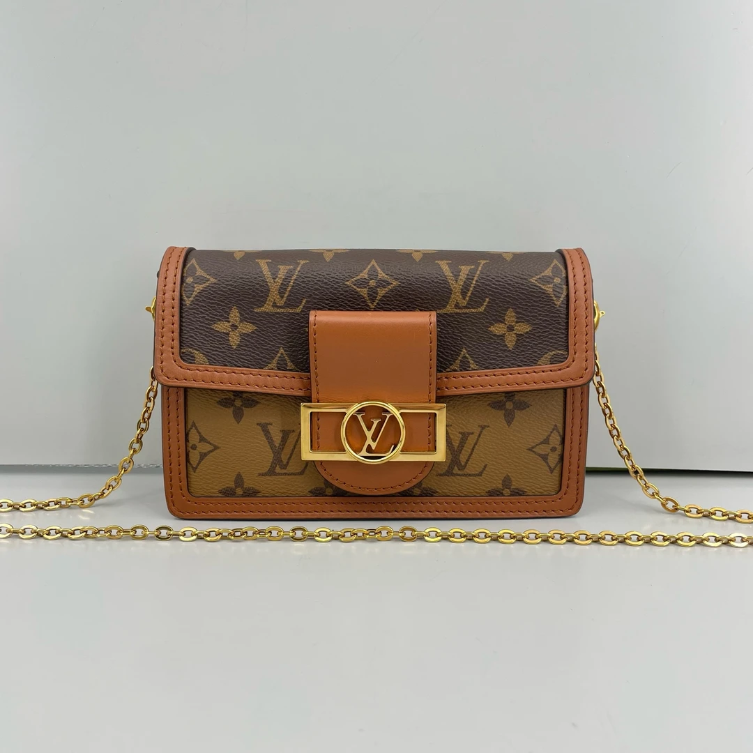 95新 LouisVuitton/路易威登 优选/达芙妮老花woc链条包/18×12×5