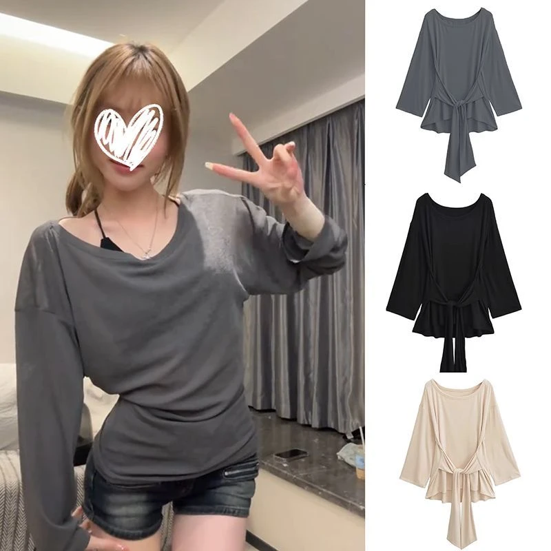 2025新款防晒显瘦春夏季绑带防罩衫上衣女小众薄款设计感微透灰色