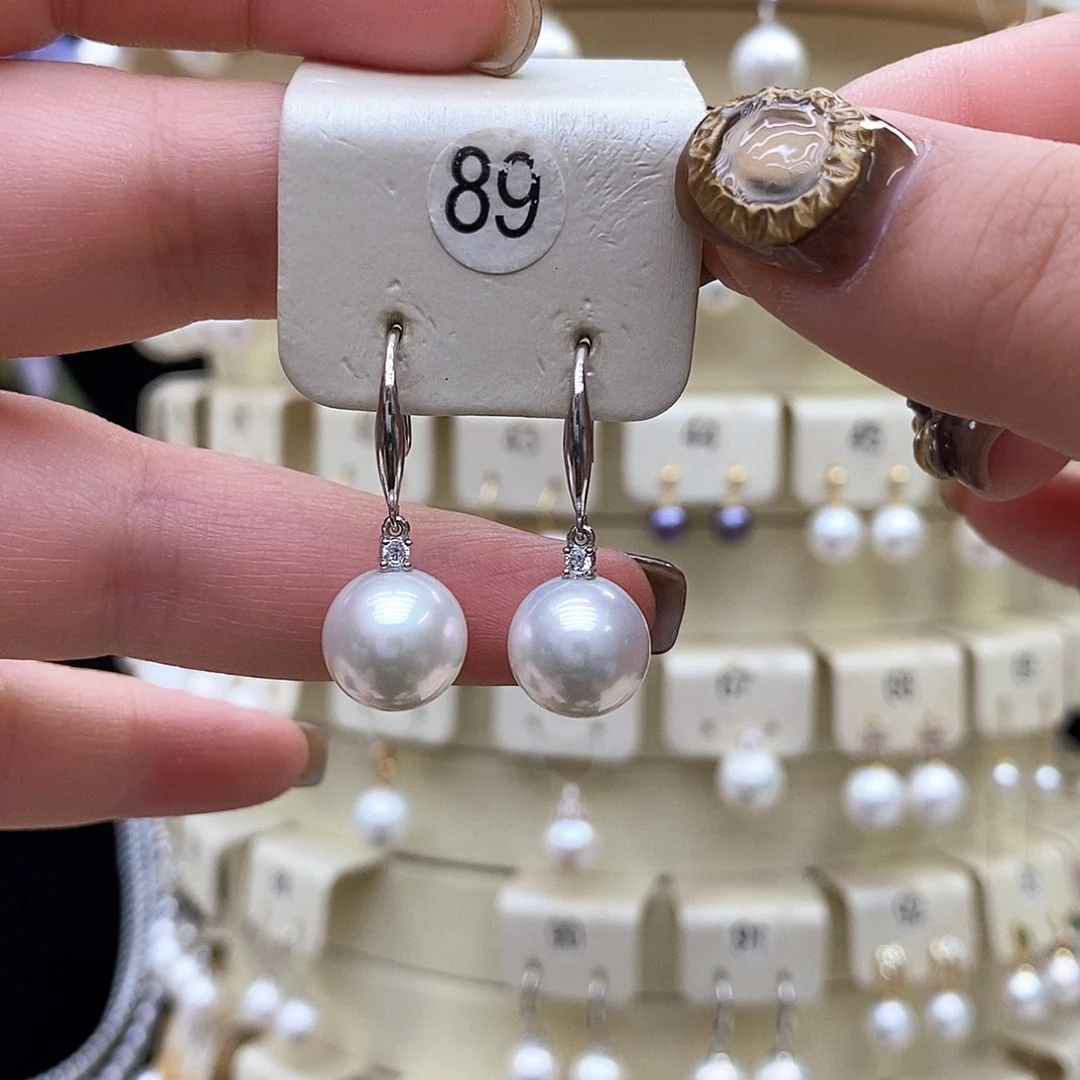 银S925镶嵌淡水珍珠耳饰