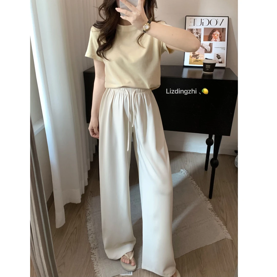 栗子小个子夏季新款高腰西装直筒裤女显瘦百搭休闲裤垂感阔腿裤女