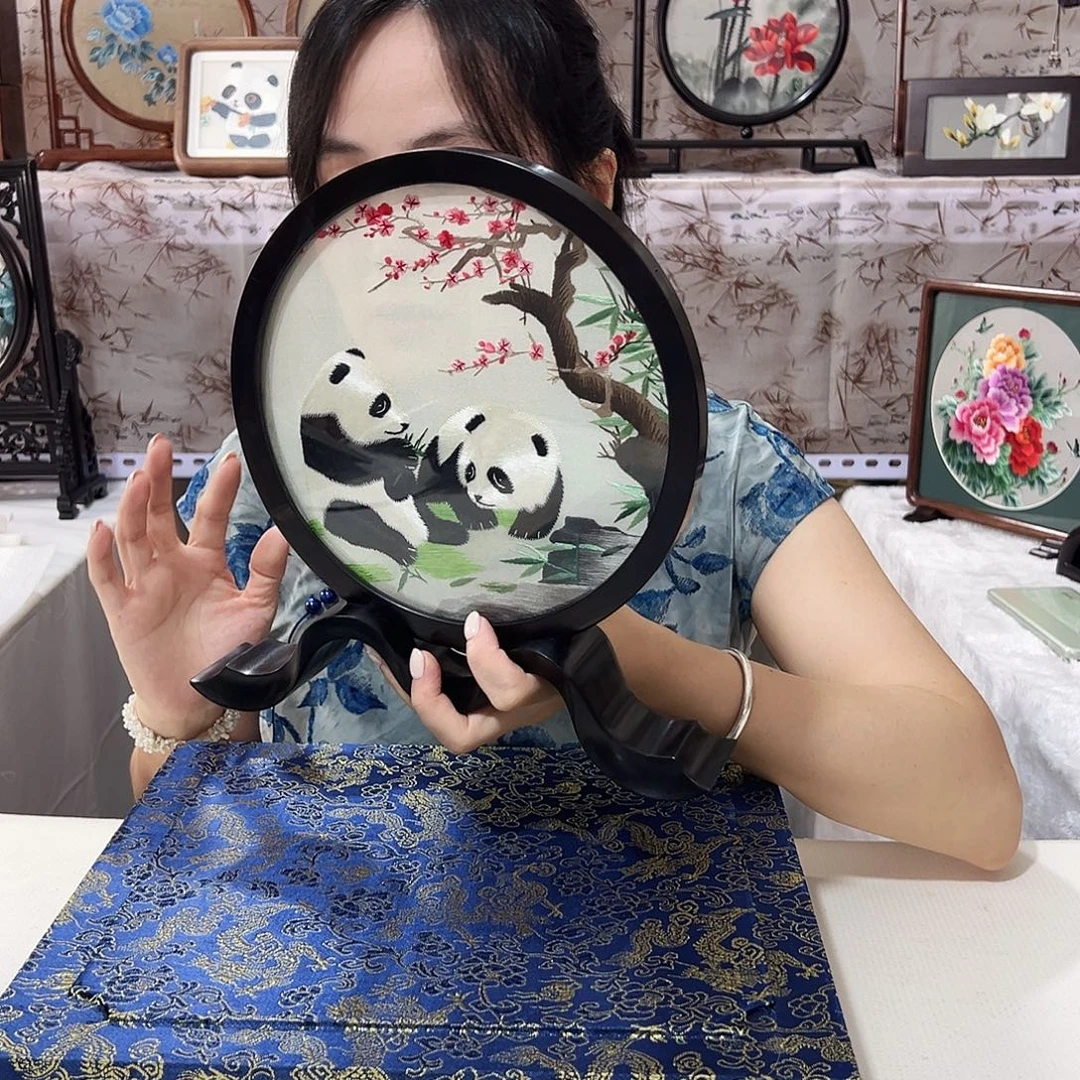 织绣苏绣摆台手工檀木
