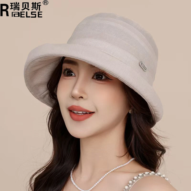 春夏百搭帽子女薄纱透气遮阳防晒帽时尚出游帽高级感大檐渔夫帽
