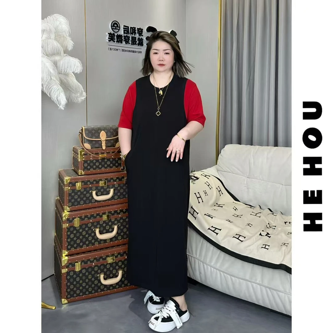 506653 和后大码 莱赛尔百搭时尚夏季宽松显瘦休闲连衣裙潮流