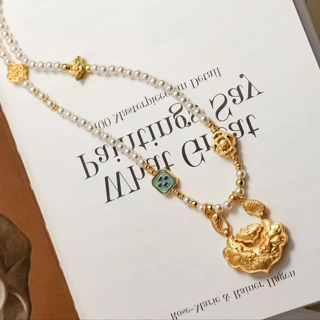 金色气质时尚中古领部配饰812414复古个性vintage古风重工网红