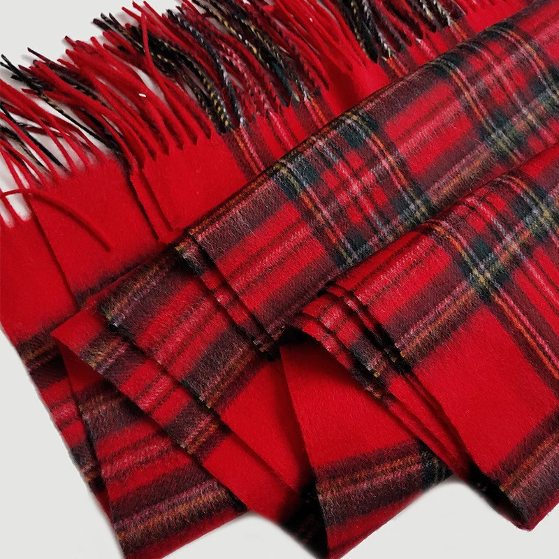 2025新款英伦格子纯羊绒围巾女式冬季羊毛围脖鄂尔多斯市男士围巾