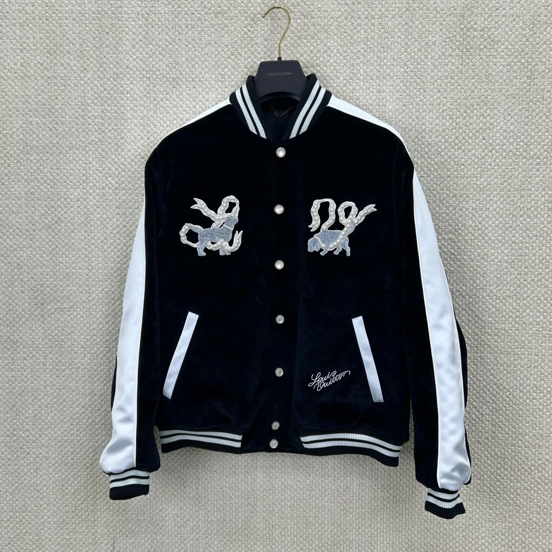 未使用 LouisVuitton/路易威登 珍珠丝绒丹宁棒球服54码 ys000448