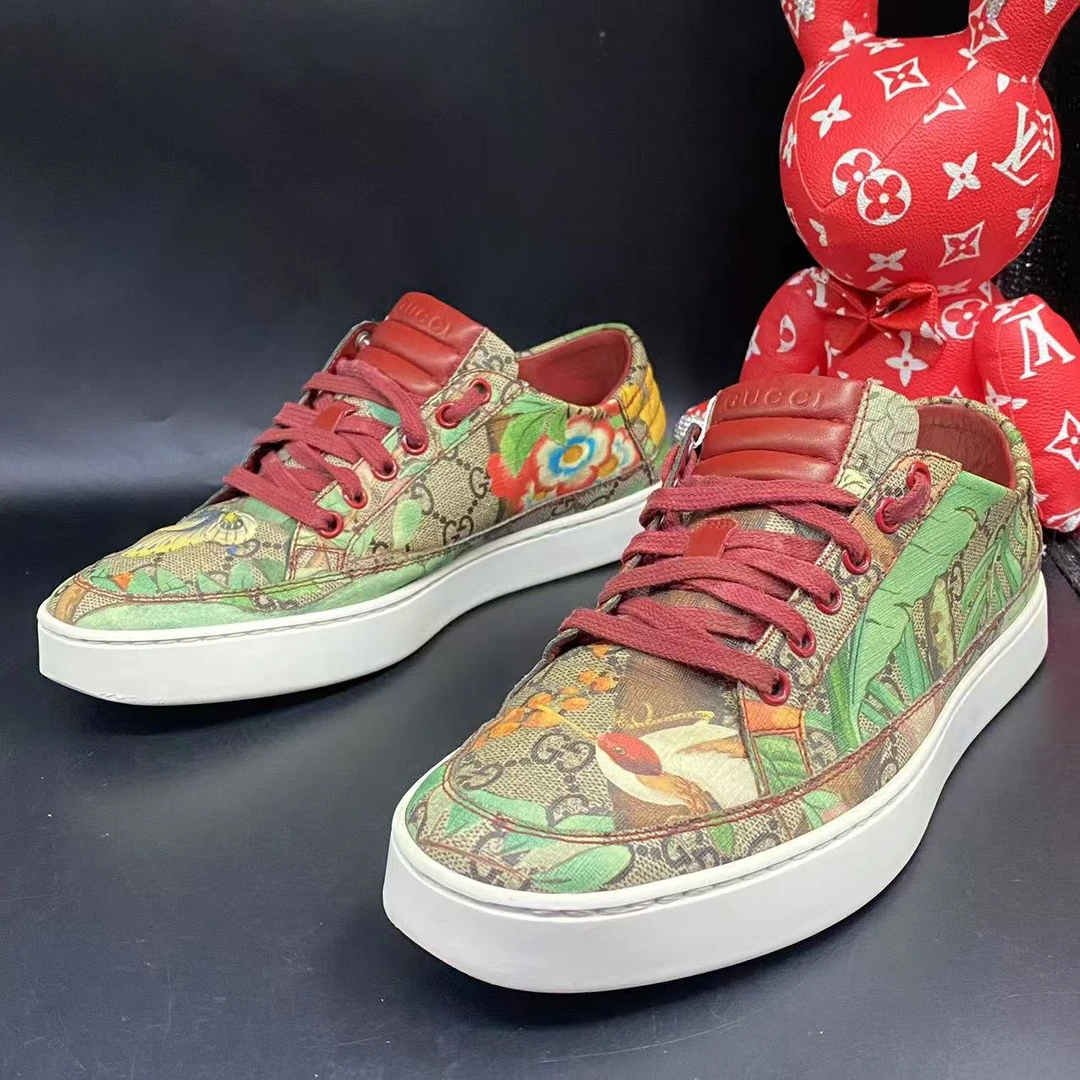 【147福利】GUCCI/古驰 41.5欧码 男士时尚休闲舒适百鸟朝凤板鞋