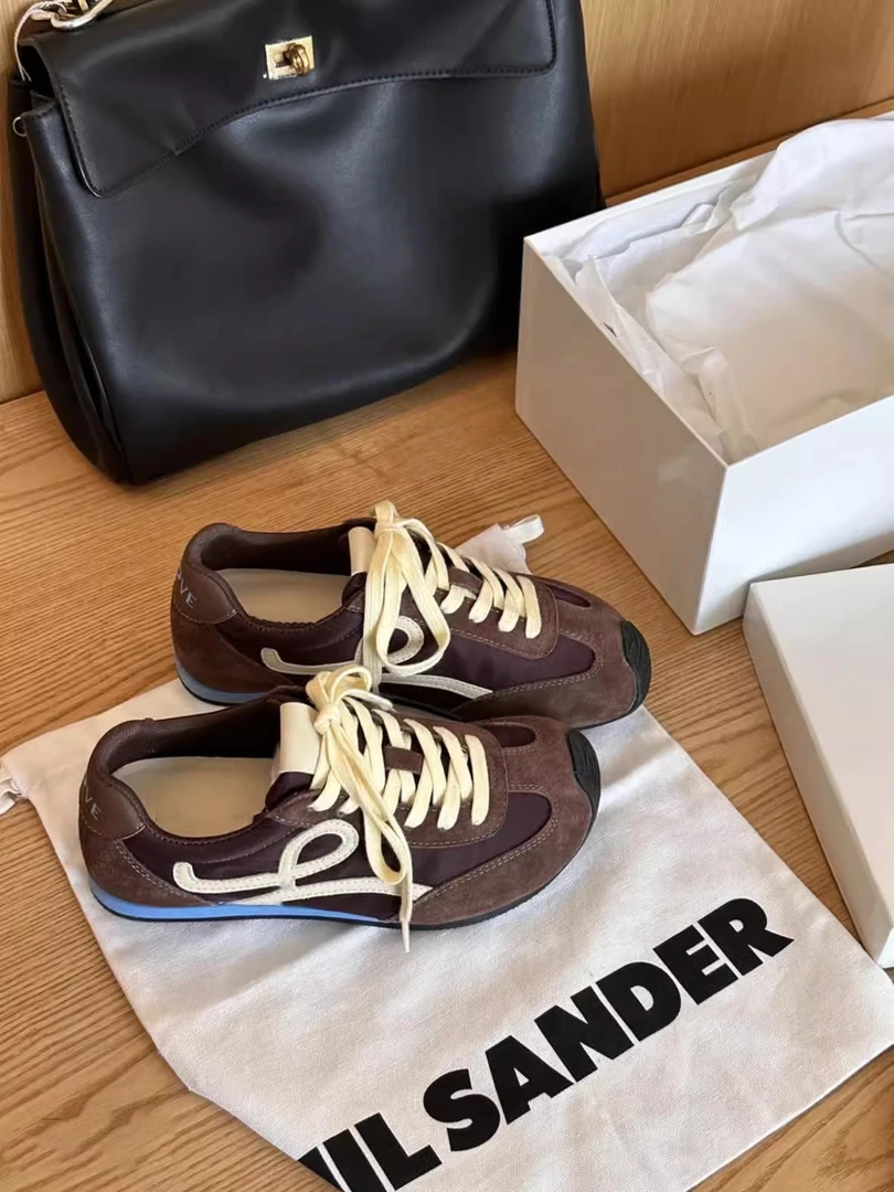 王一博同款休闲德训鞋2025春季新款复古系带软底阿甘鞋小白鞋女