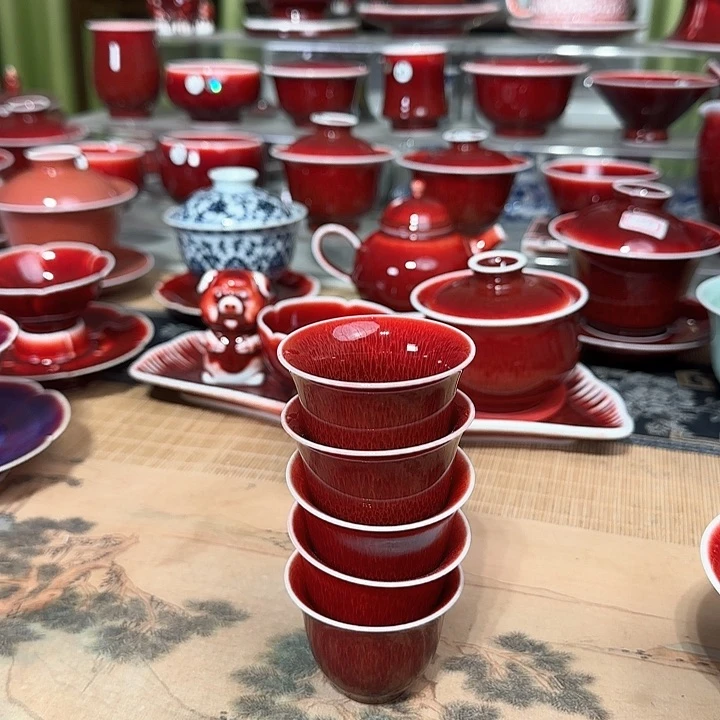 景德镇陶瓷红马坊客杯