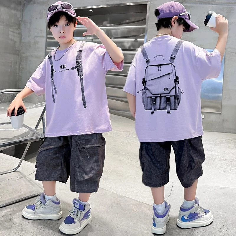 儿童装男童夏装套装2025新款夏季夏款运动男孩短袖大童薄款酷帅潮