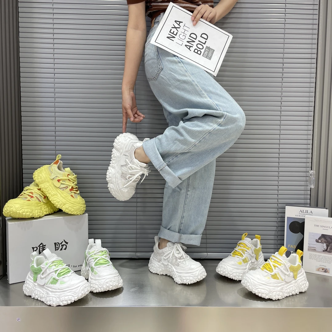 2025韩国春夏新款老爹鞋女韩版时尚休闲百搭厚底纯皮运动鞋女潮