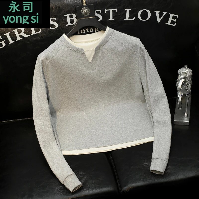 假两件长袖卫衣男士青年微阔设计感时尚痞帅春秋打底上衣套头男装