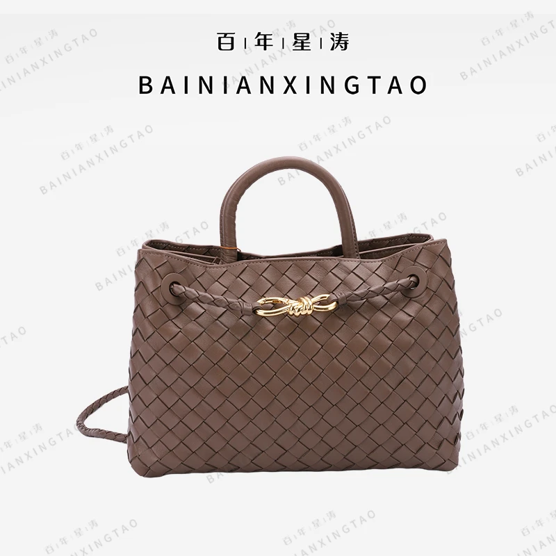 百年星涛高定女士百搭手提单肩编织女包34064