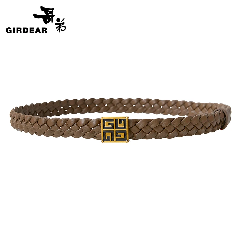 GIRDEAR/哥弟黑色气质小众日常简约真皮时尚皮带造型配饰190012
