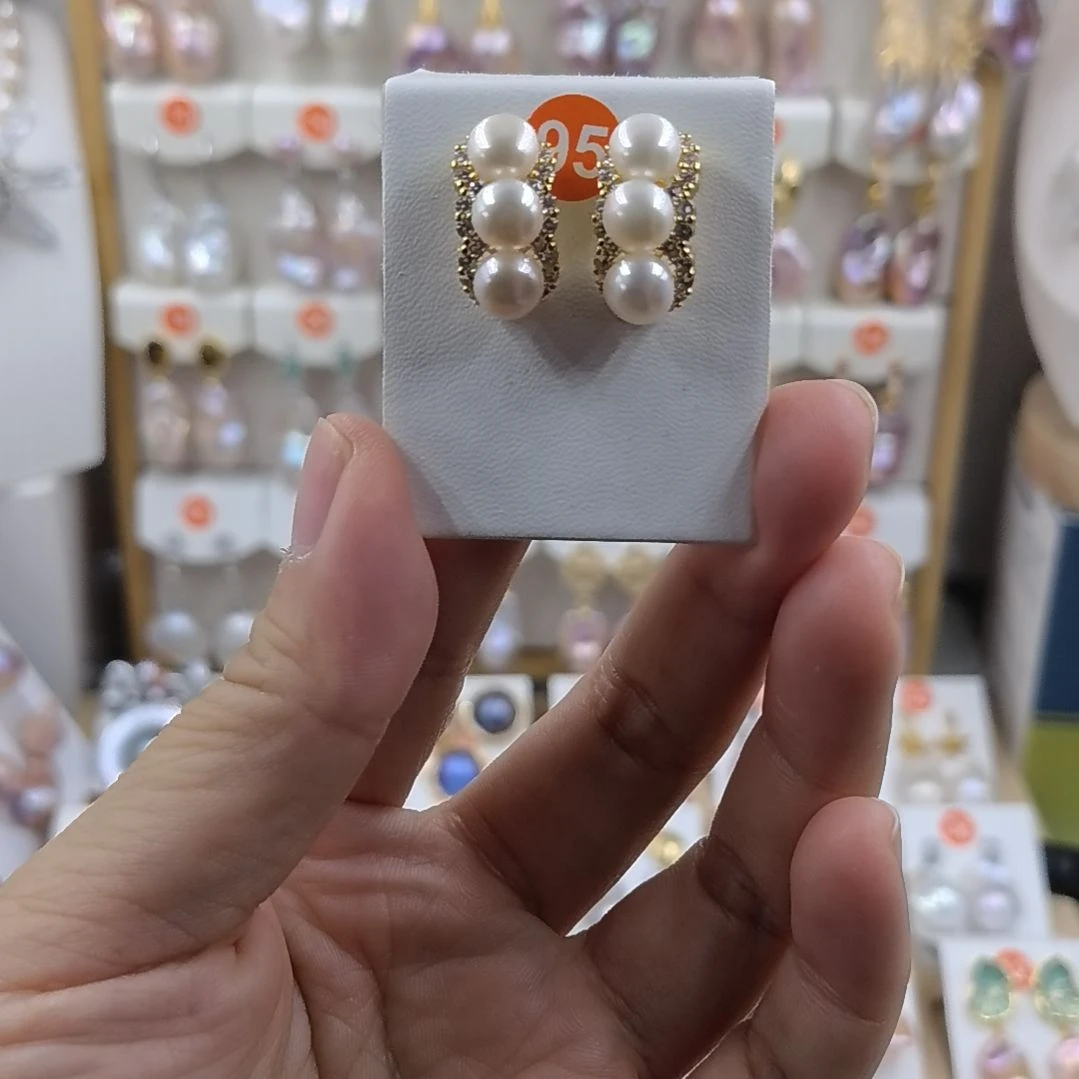 银S925镶嵌淡水珍珠耳饰