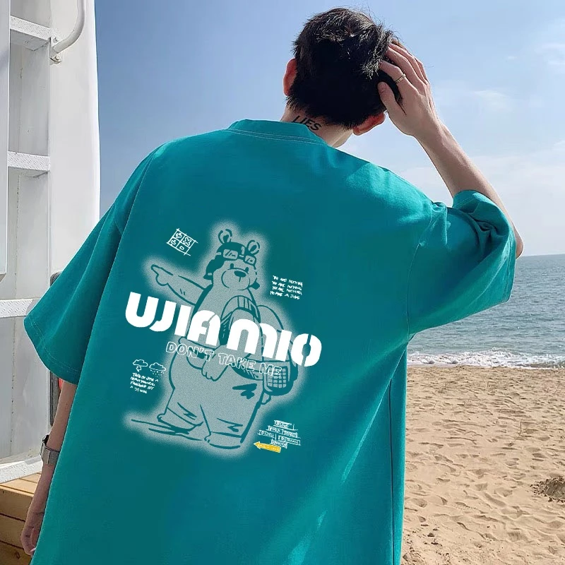 潮牌纯棉男士短袖t恤夏季潮流宽松大码上衣美式休闲半袖青少年ins