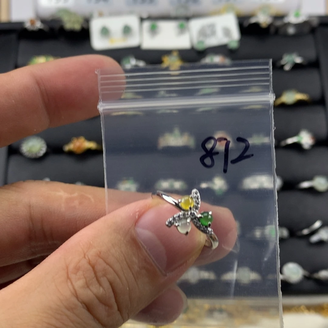 翡翠银S925镶嵌戒指872